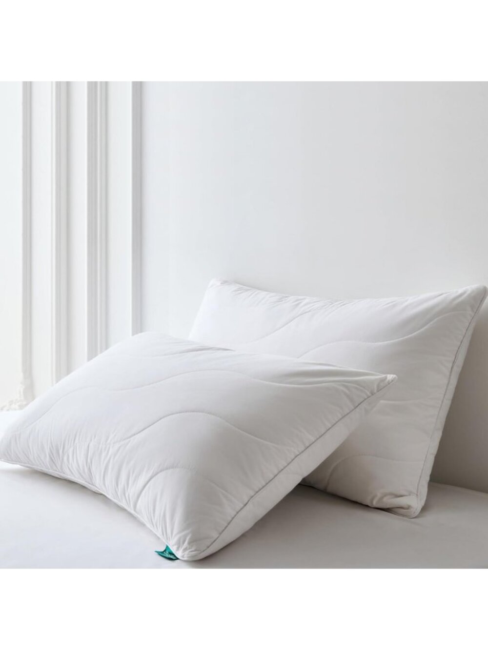 Soft Support Cotton Pillows Set of 2 | Medium Firm White Goose Feather Down